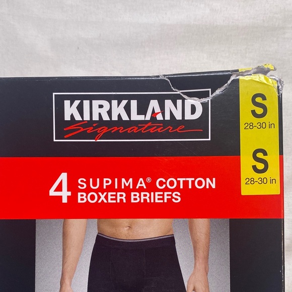 Kirkland Signature Supima Cotton Boxer Briefs - Black 4-pack Size Small - Picture 3 of 7